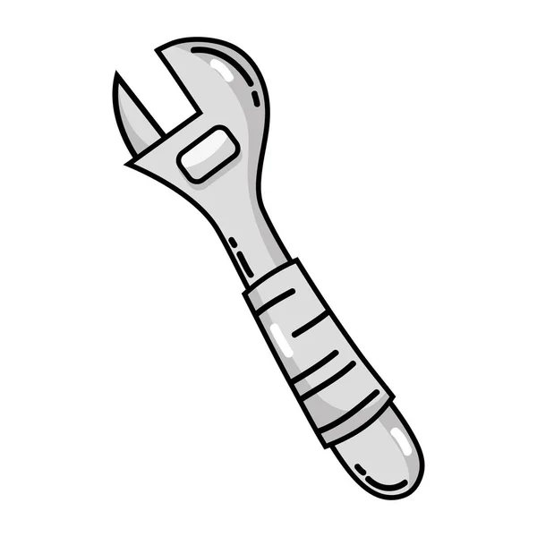 Grijswaarden Monkey Wrench Apparatuur Service Reparatie Vectorillustratie — Stockvector