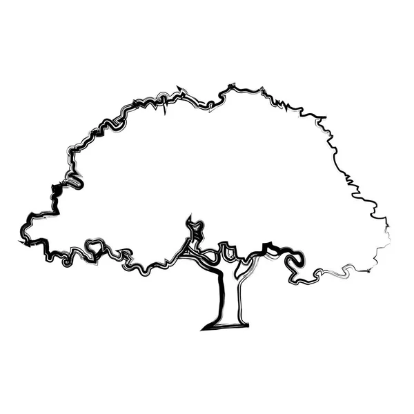 Grunge Natürlicher Baum Mit Stiel Und Zweigen Blätter Vektorillustration — Stockvektor