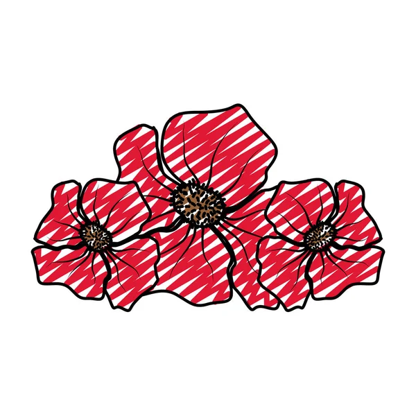 doodle nature flower style with exotic petals vector illustration
