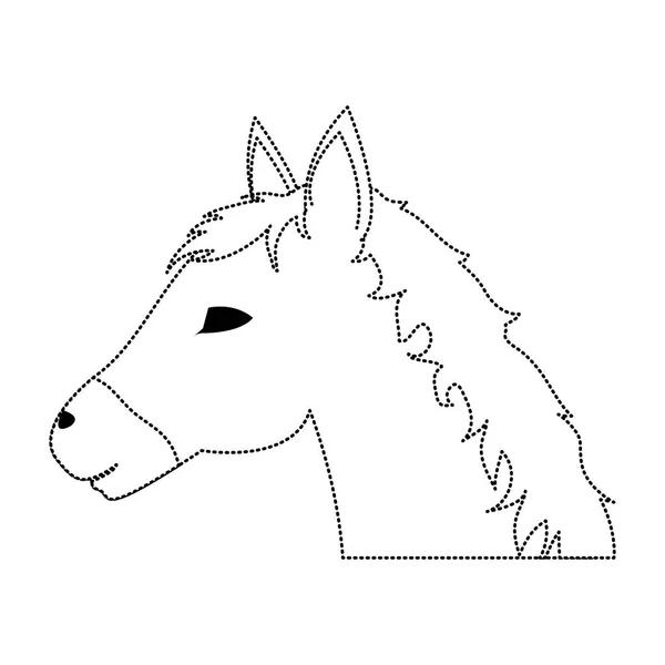 Gepunktete Form Pferdekopf Tier Tourismus Reise Vektor Illustration — Stockvektor