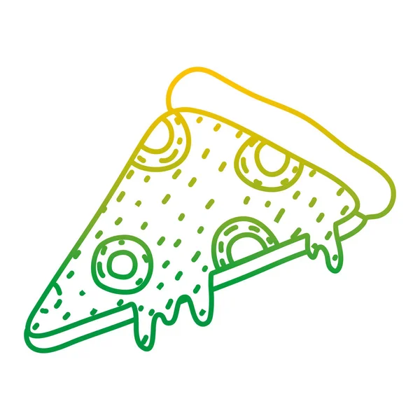 Línea Degradada Deliciosa Pizza Rebanada Con Queso Vector Alimentos Ilustración — Vector de stock