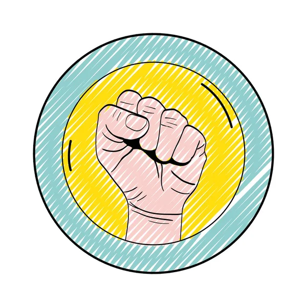 Каракулі Наклейка Людина Рука Проти Протесту Векторні Ілюстрації — стоковий вектор