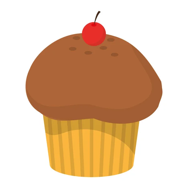 Deliciosa Sobremesa Padaria Muffin Com Ilustração Vetor Cereja — Vetor de Stock