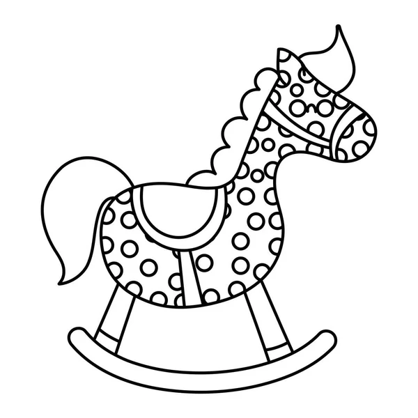 Ligne Poney Bascule Bois Cheval Jouet Vectoriel Illustration — Image vectorielle