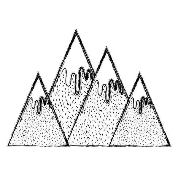 Grunge Montanhas Nevadas Frio Natural Tempo Vetor Ilustração — Vetor de Stock