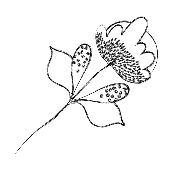 Grunge Egzotik Çiçek Bitki Yaprakları Tasarım Vektör Çizim Ile — Stok Vektör