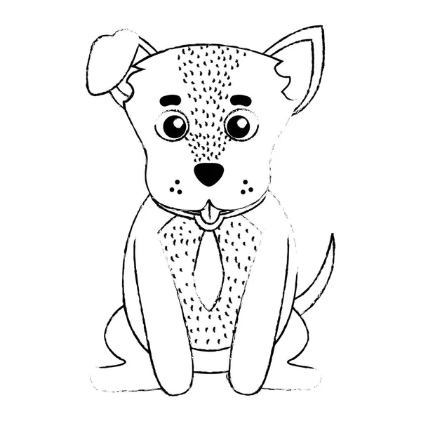 Grunge Cute Dog Pet Animal Tie Vecctor Illustration — Stock Vector