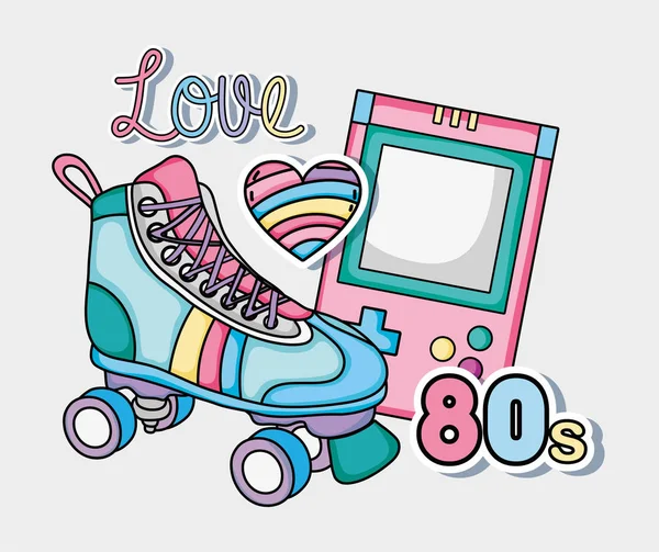 Uwielbiam 80S Pop Artu Bajki Wektor Projekt Graficzny Ilustracja — Wektor stockowy