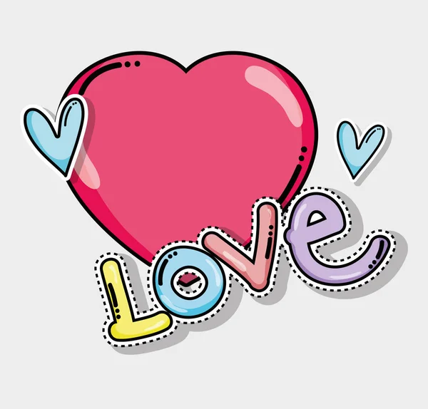 Amore Carino Carta Con Cuori Cartoni Animati Vettoriale Illustrazione Grafica — Vettoriale Stock
