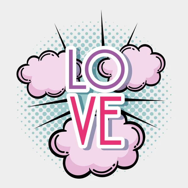 Pop Art Amour Message Dessins Animés Vectoriel Illustration Conception Graphique — Image vectorielle