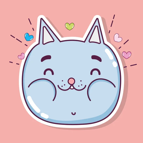 かわいい猫頭漫画ベクトル イラスト グラフィック デザイン — ストックベクタ