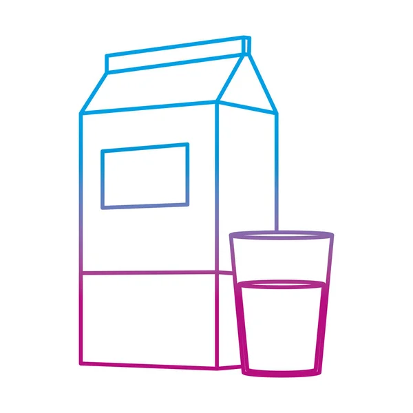 Ligne Dégradée Nutrition Lait Frais Dans Boîte Illustration Vectorielle Verre — Image vectorielle