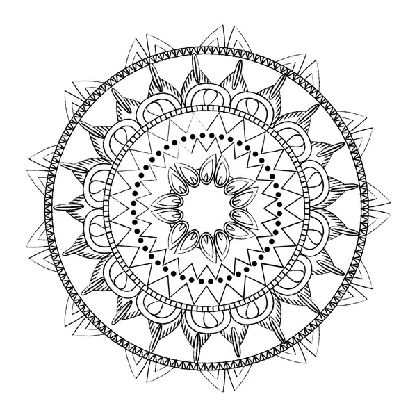 Grunge Indiska Mandala Dekoration Ornament Stil Vektorillustration — Stock vektor