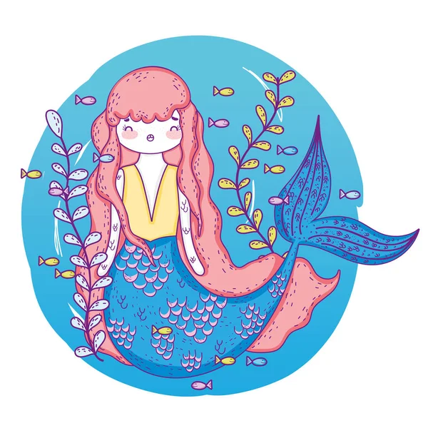 deniz kızı kadın bitkiler ile sualtı vektör çizim bırakır