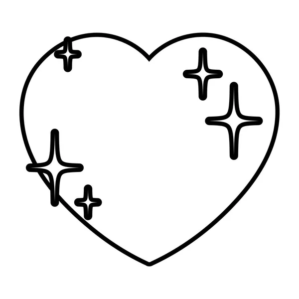 Line Romantic Heart Symbol Videogame Life Vector Illustration — Stock Vector