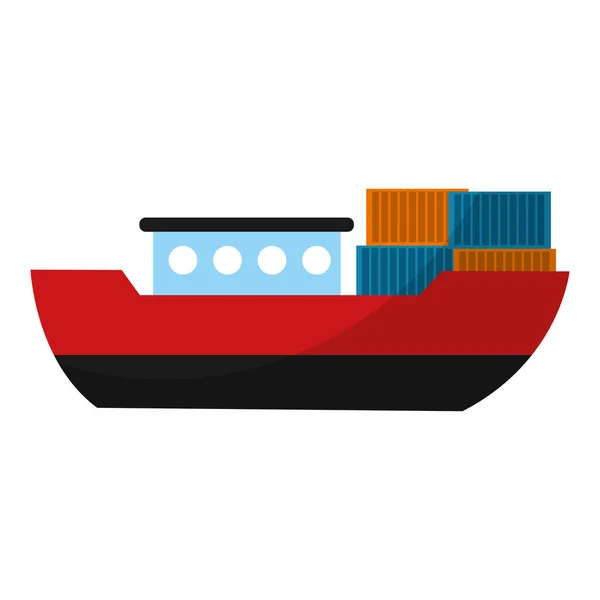 Schip Levering Vervoer Met Metalen Containers Vectorillustratie — Stockvector