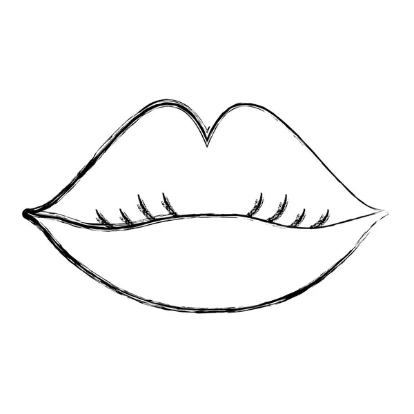 Grunge Beauté Lèvres Féminines Maquillage Style Vectoriel Illustration — Image vectorielle