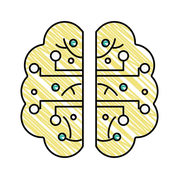 Circuitos Cerebrais Doodle Com Ilustração Vetor Inteligência Artificial Digital —  Vetores de Stock