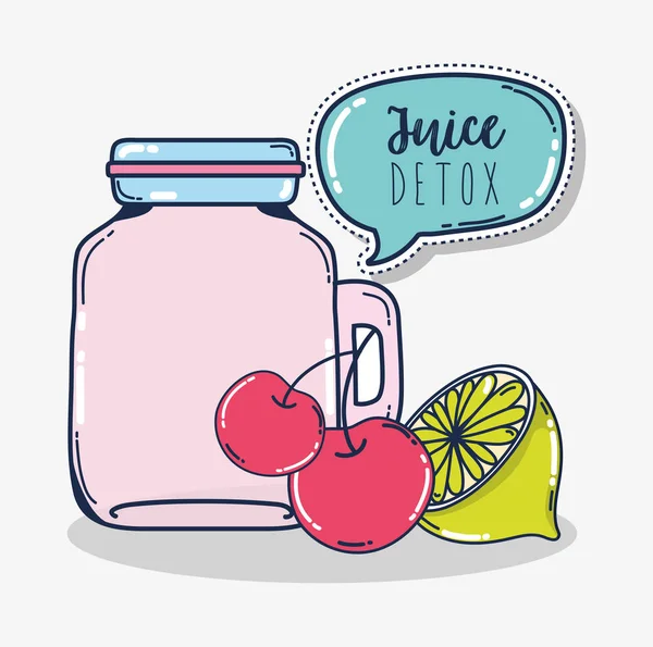 Fruit juice detox cherry and lemon vector illustration graphic design