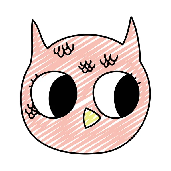 Doodle Adorable Owl Head Wild Animal Vector Illustration — Stock Vector