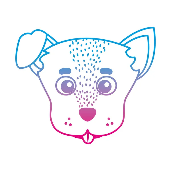 Degraded Line Cute Dog Head Pet Animal Vector Illustration — Stock Vector