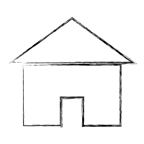 Grunge Piktogram Ház Tető Ajtó Építészet Vektoros Illusztráció — Stock Vector