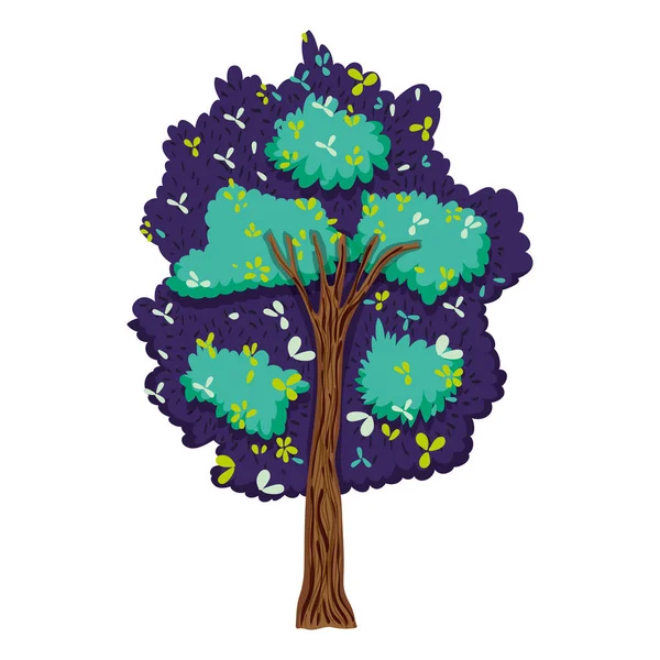 이국적인 나무와 나뭇잎 스타일 일러스트 — 스톡 벡터