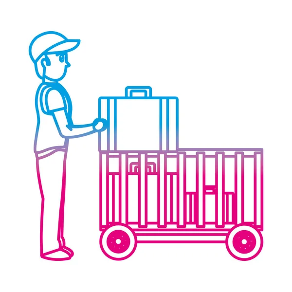 退化的线交付人与行李容器服务向量例证 — 图库矢量图片