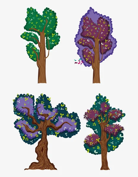 Serie Raccolta Alberi Disegno Grafico Vettoriale Illustrazione — Vettoriale Stock