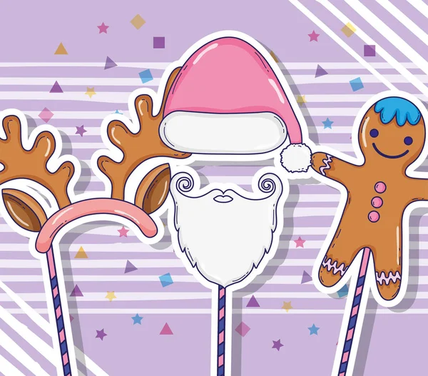Cookie Karakter Met Sant Claus Kostuum Hoofdbanden Vector Illustratie — Stockvector