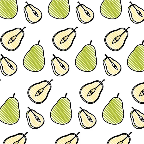 Garabato Delicioso Trozo Pera Fruta Fondo Vector Ilustración — Archivo Imágenes Vectoriales