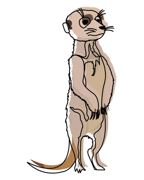 Movido Cor Bonito Selvagem Meerkat Animal Deserto Vetor Ilustração — Vetor de Stock