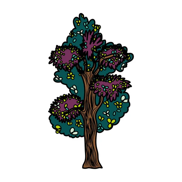 Tige Arbre Couleur Avec Des Branches Exotiques Feuilles Illustration Vectorielle — Image vectorielle