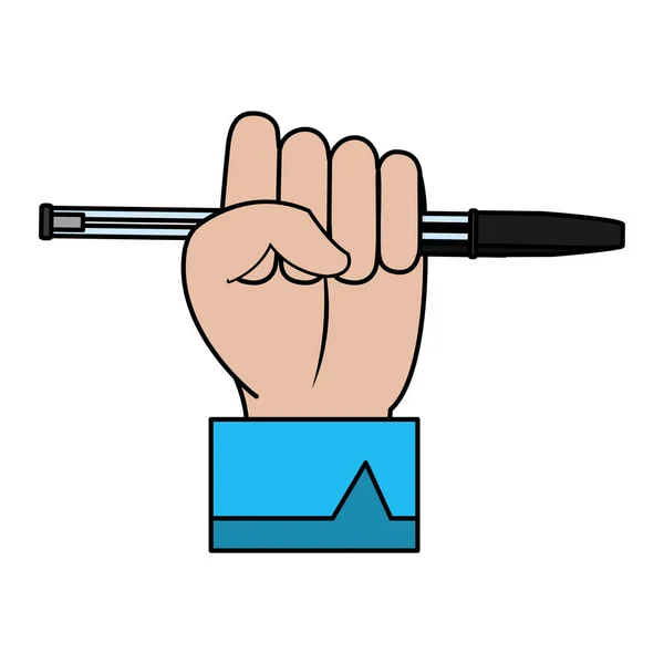 Χρώμα Επιχειρηματίας Χέρι Στυλό Αντικείμενο Στυλ Εικονογράφηση Διάνυσμα — Διανυσματικό Αρχείο