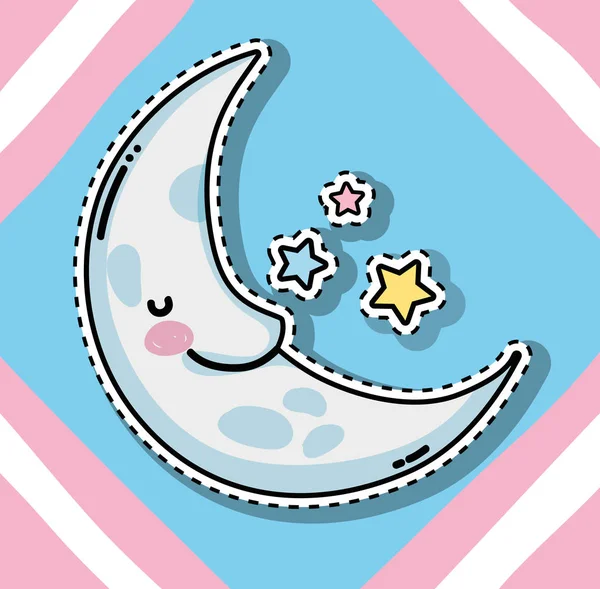 Luna Linda Con Estrellas Sobre Fondo Colorido Vector Ilustración Diseño — Vector de stock