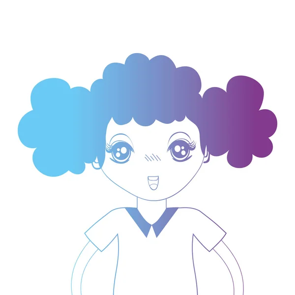 Ligne Avatar Fille Avec Coiffure Chemisier Vectoriel Illustration — Image vectorielle