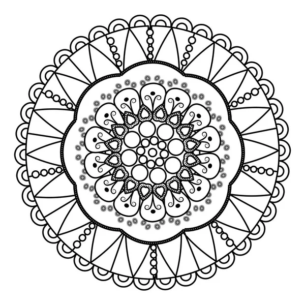 Linie Indická Mandala Abstraktní Dekorace Styl Vektorové Ilustrace — Stockový vektor