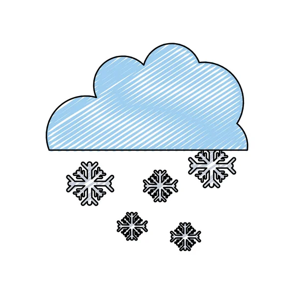 Wolken Mit Schneefall Vektorillustration — Stockvektor