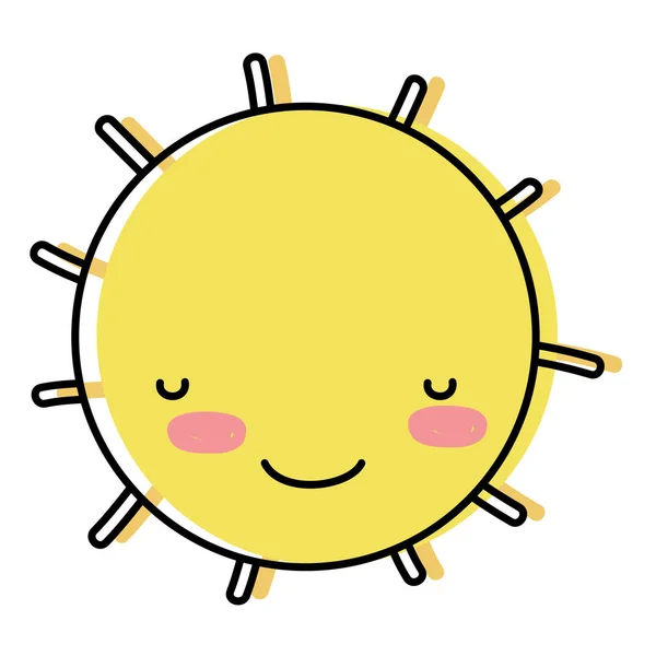 移动的颜色高兴 Kawaii 发光太阳天气向量例证 — 图库矢量图片