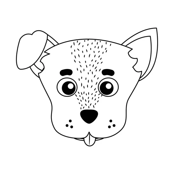 Line Cute Dog Head Pet Animal Vector Illustration — Stock Vector