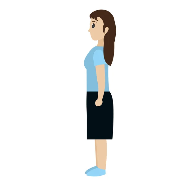 Femme Coiffure Longue Vêtements Décontractés Illustration Vectorielle — Image vectorielle