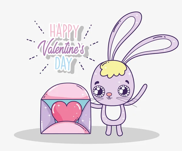 バレンタインの日のベクトル図の愛カードとウサギ — ストックベクタ