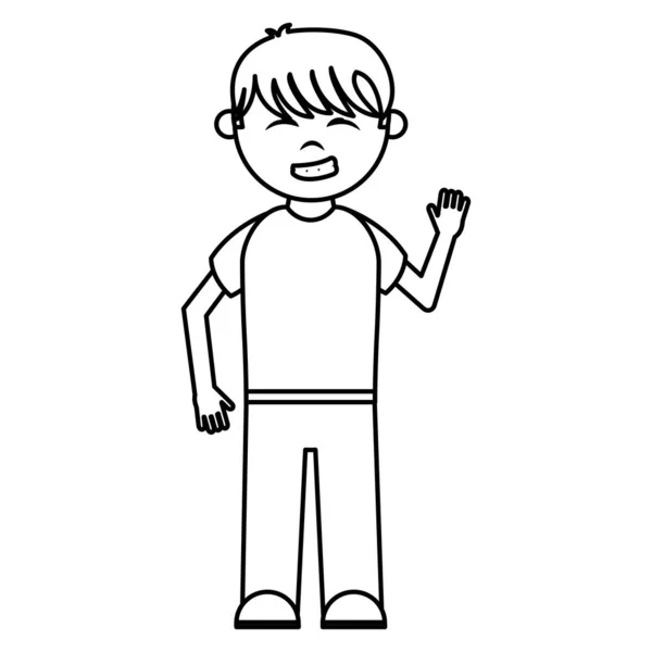 Šťastný Chlapec Linky Tričko Kalhoty Oblečení Vektorové Ilustrace — Stockový vektor