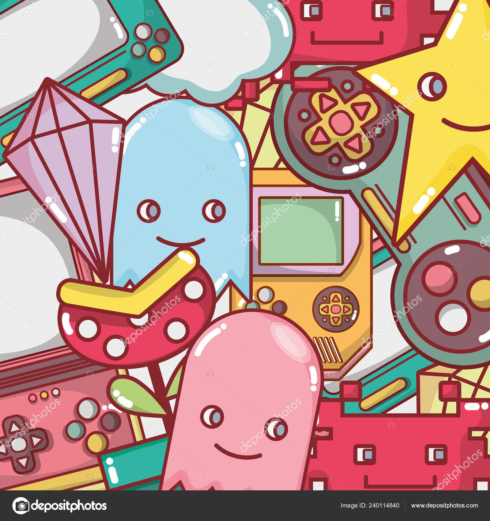 Videogame Play Game Simulator Background Vector Illustration Stock ...