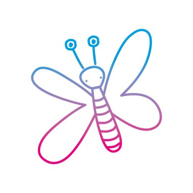 bozulmuş satır şirin kelebek kanatları ve gözleri vektör çizim hayvanla