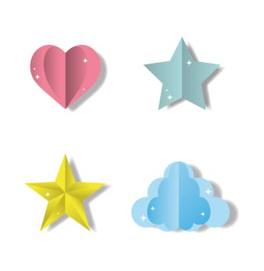 Kağıt sanat simgeler koleksiyon vektör çizim grafik tasarım