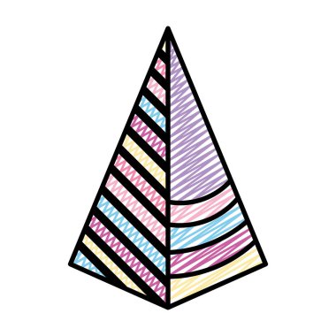Doodle pentagonal piramit dekorasyon geometrik grafik vektör çizim