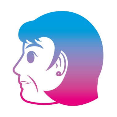 satır şirin yaşlı kadın baş tarafında saç tasarım vektör çizim ile bozulmuş