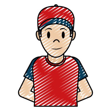 kap ve t-shirt tasarım vektör çizim ile mutlu adam doodle