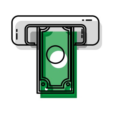 taşınan renk atm makinesi bill para finans vektör illusration
